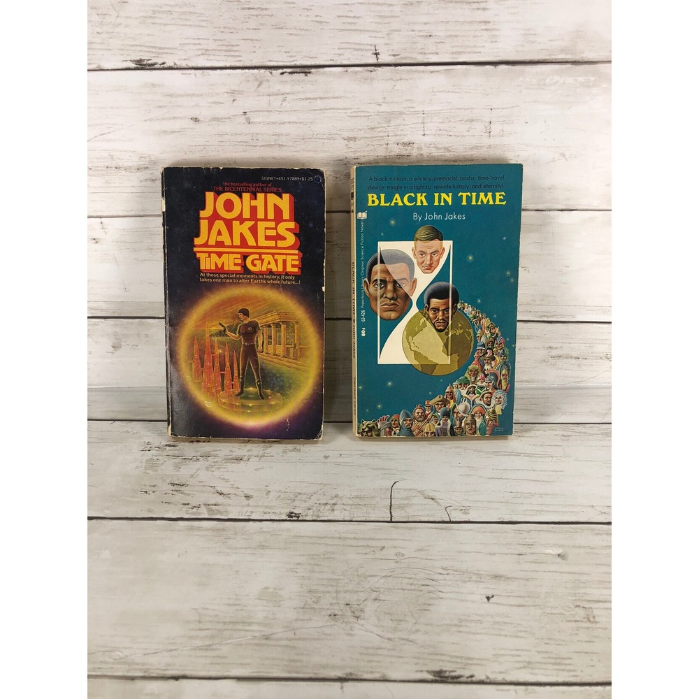 John Jakes Vintage Sci-Fi Paperback Lot Time Gate and Black in Time Retro Books
